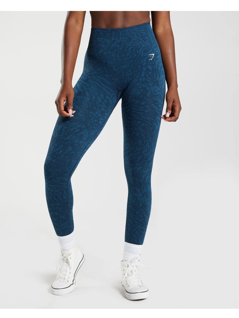 Gymshark Women's High-Rise Seamless Leggings - Deep Teal Pattern